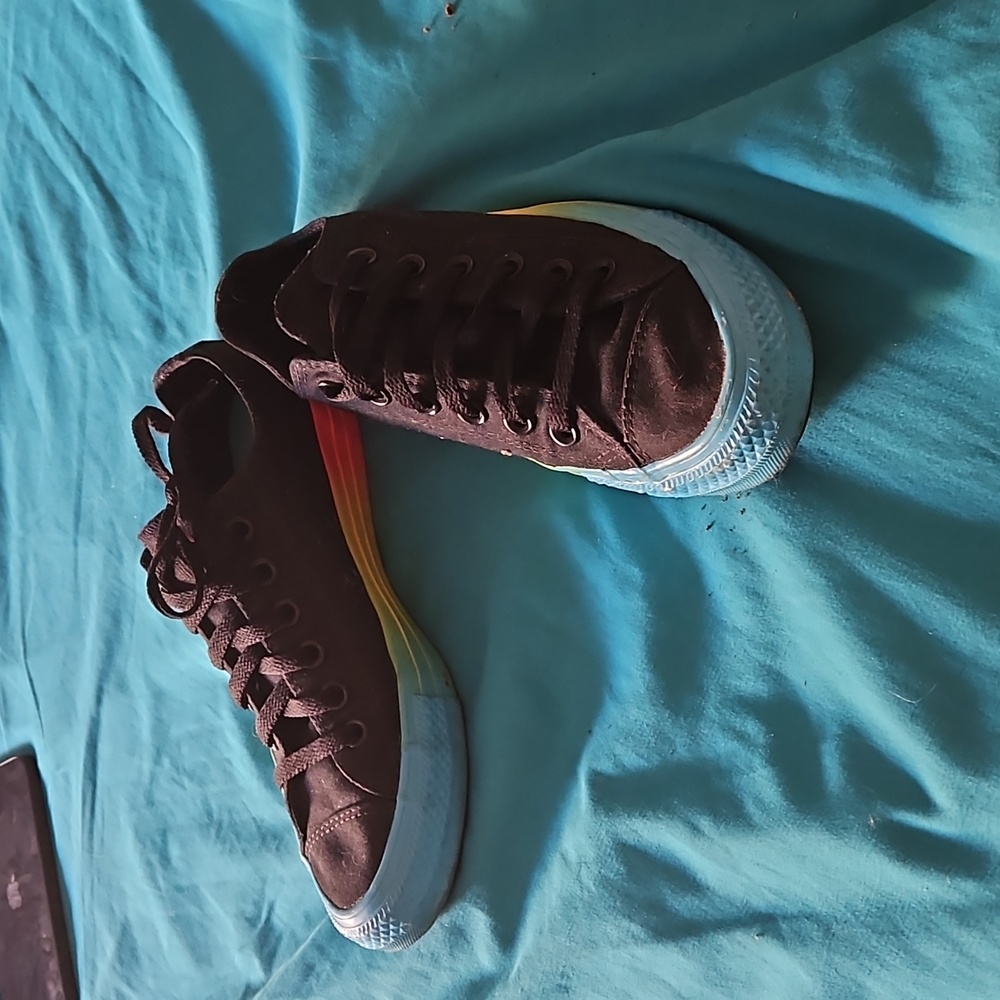 Rainbow heeled converse